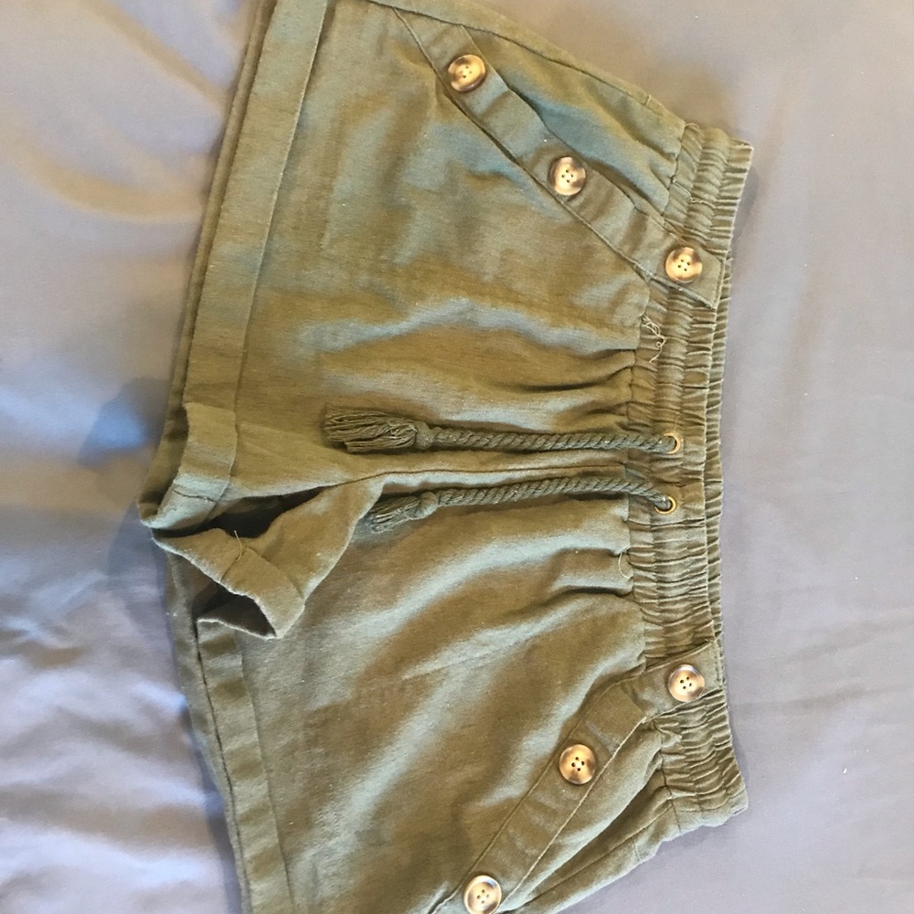 Olive linen shorts